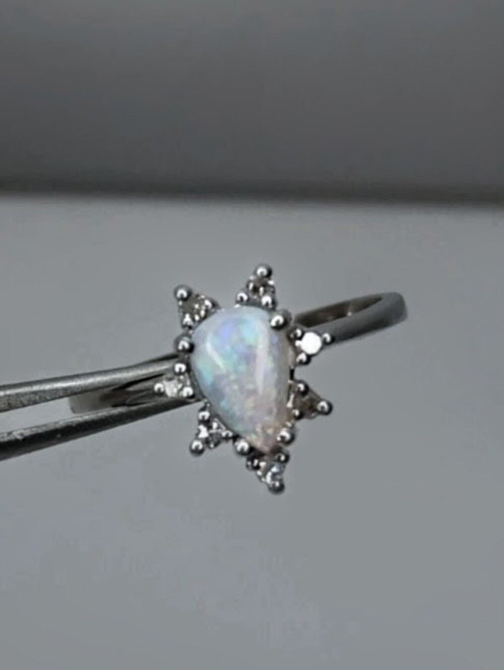 10K Natural Opal Diamond Ring